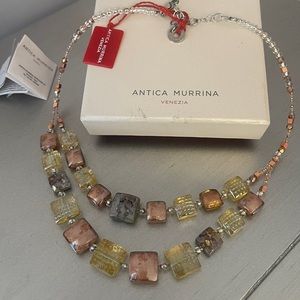 NWT Antica Murrina Venezia Murano glass double necklace.